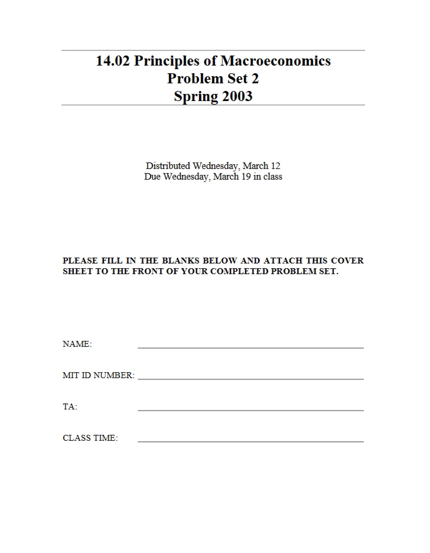 Second Problem Set