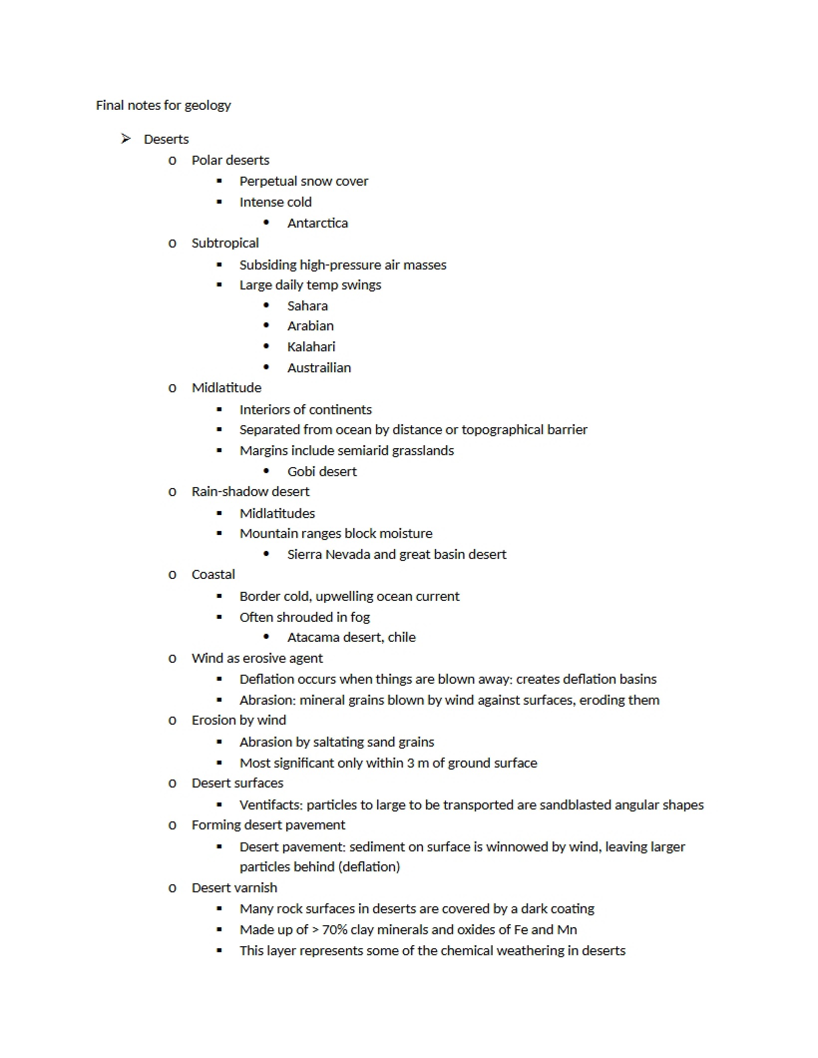 Notes from Lecture