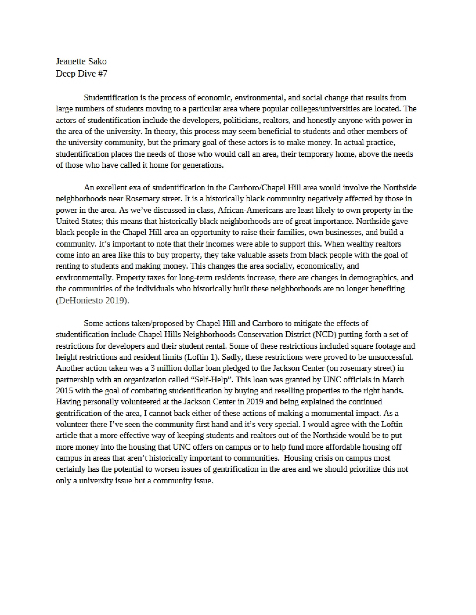 Studentification Process