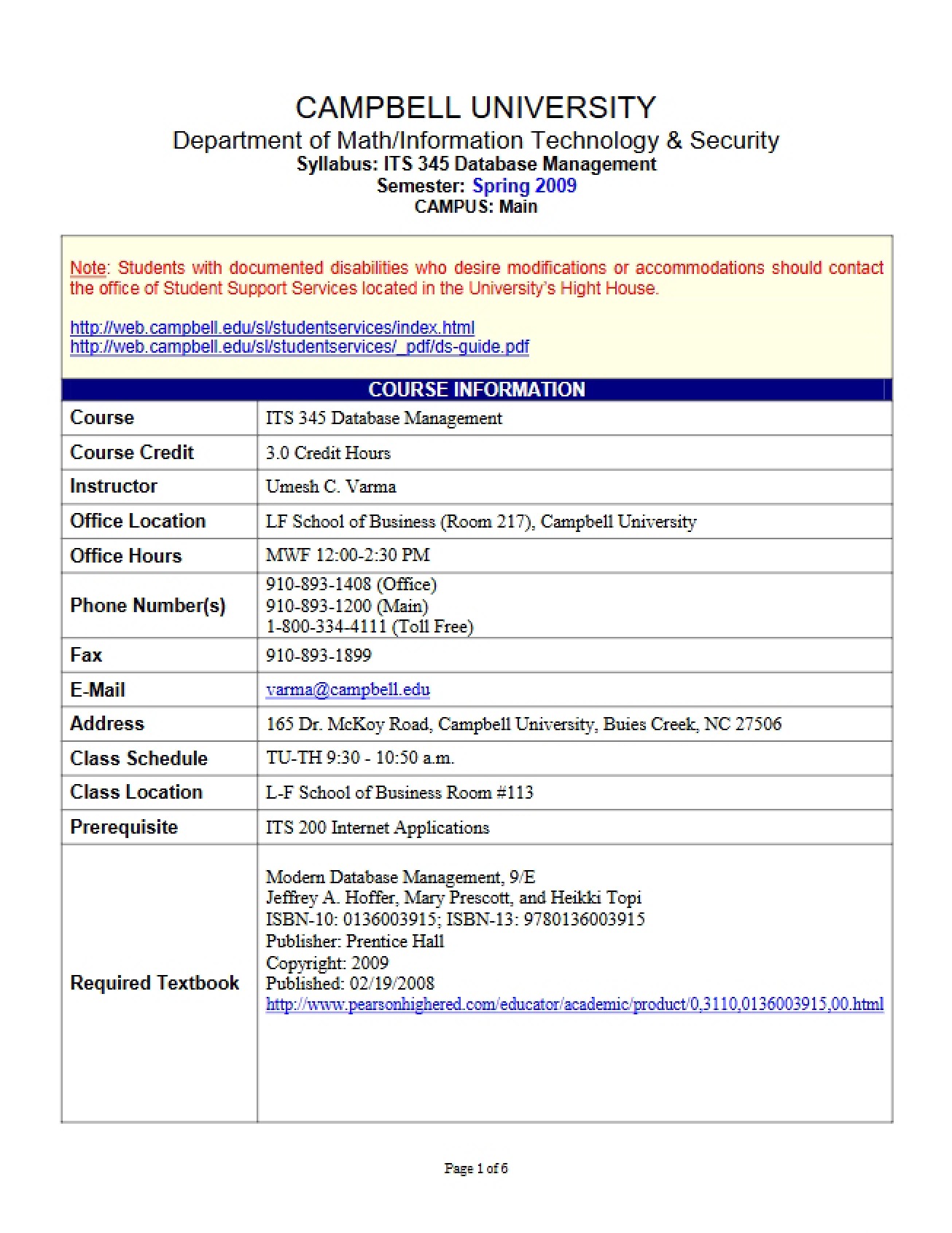 Syllabus Database Management