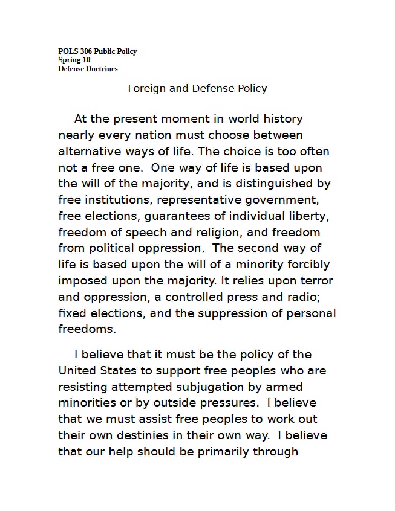 Defense Doctrines in Public Policy (Lecture 23)