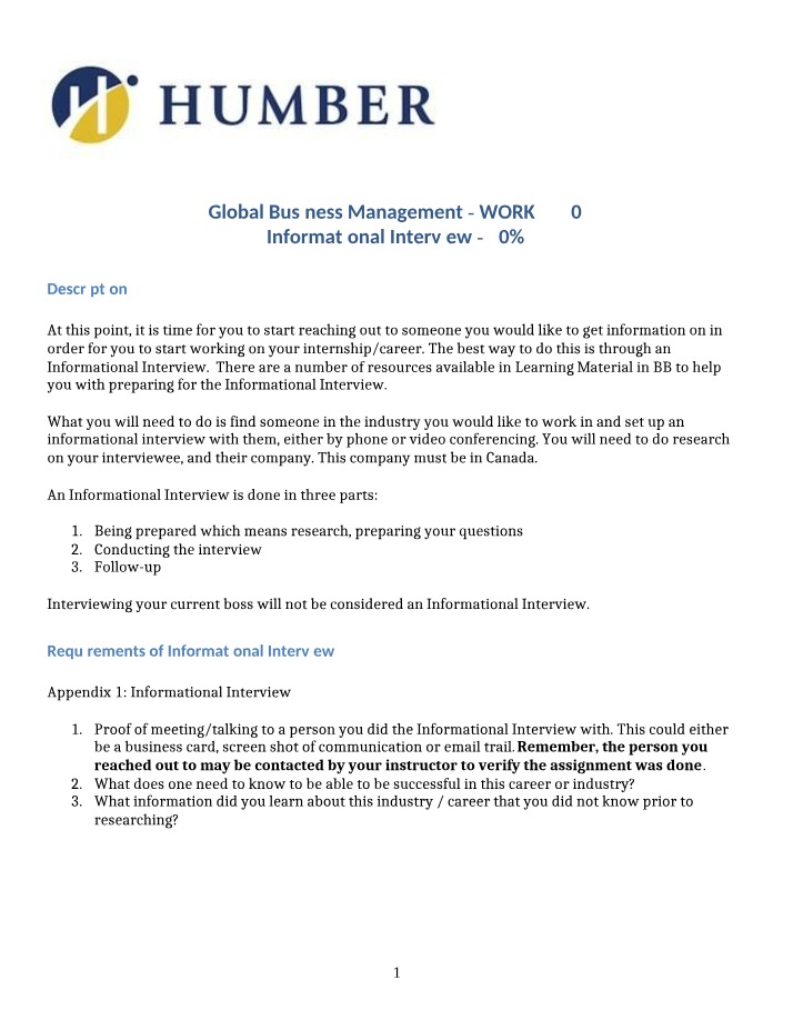 Assignment on Informational Interviews