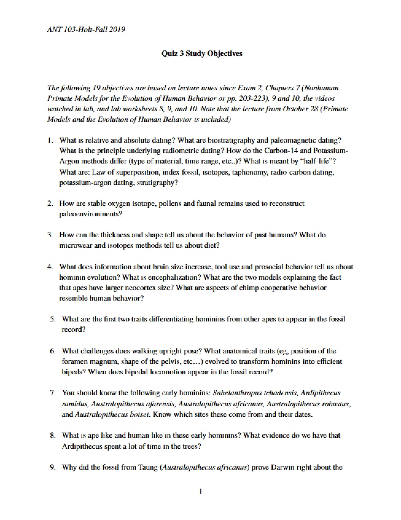 Study Guide for Third Quiz