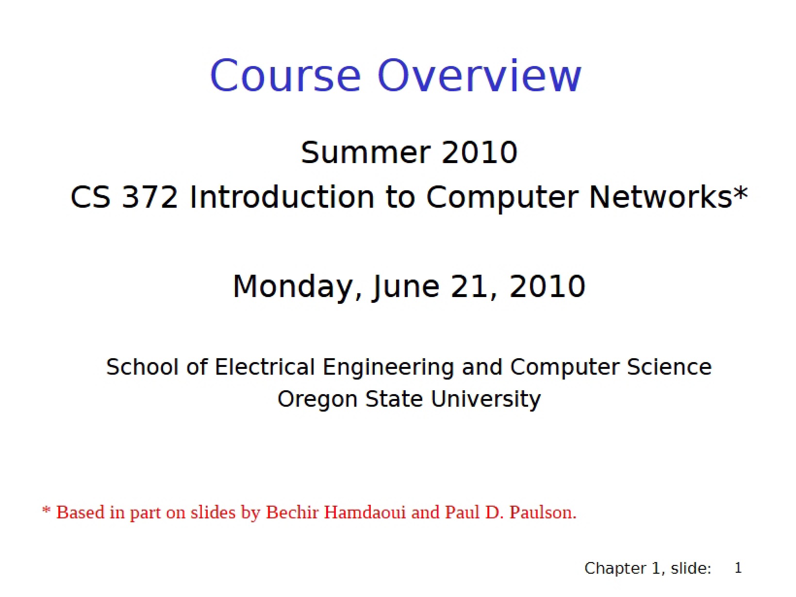 Networking Course Overview