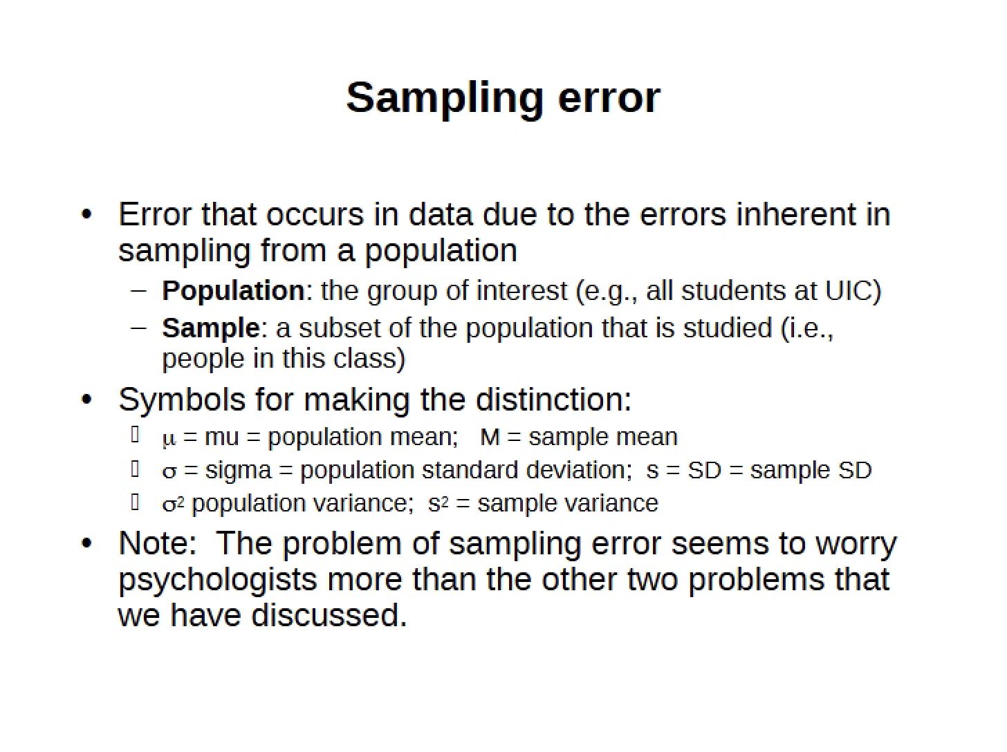Error in Sampling