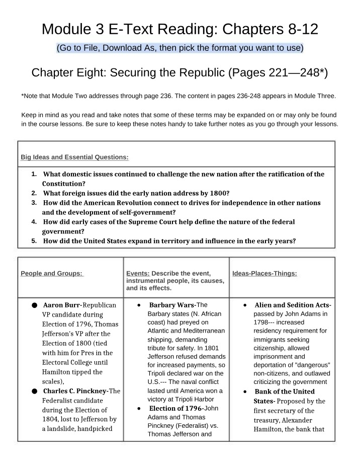 E-Text Reading for Module 3 - Chapters 8-12