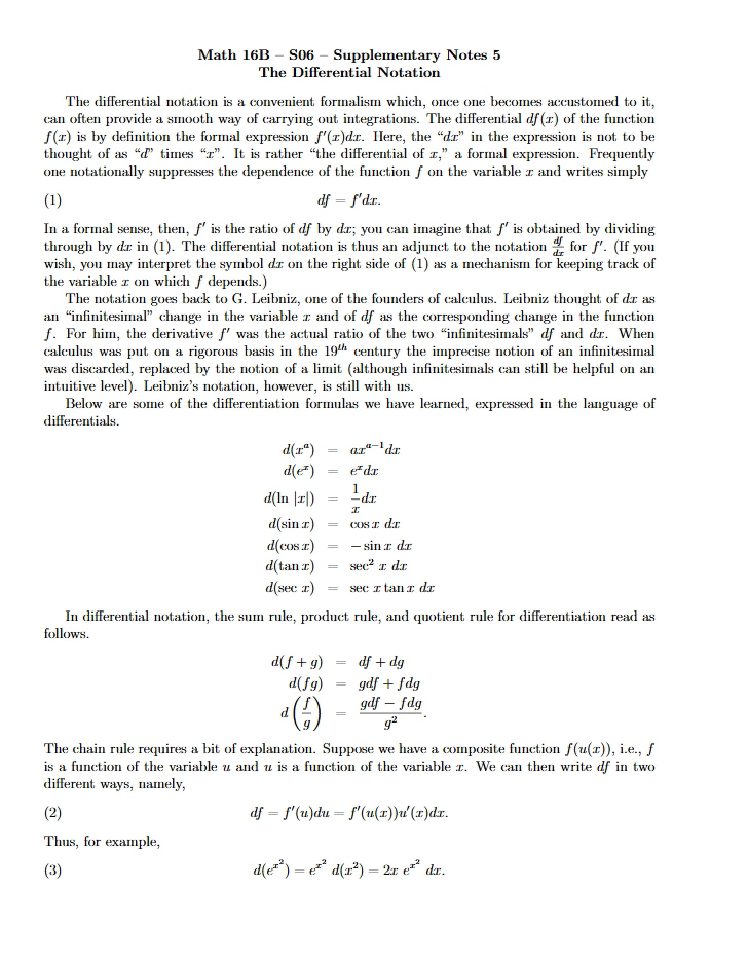 Notation of Differentials