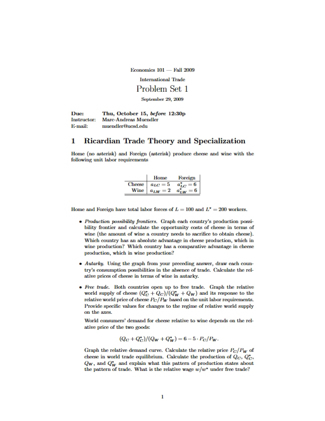 International Trade Assignment One