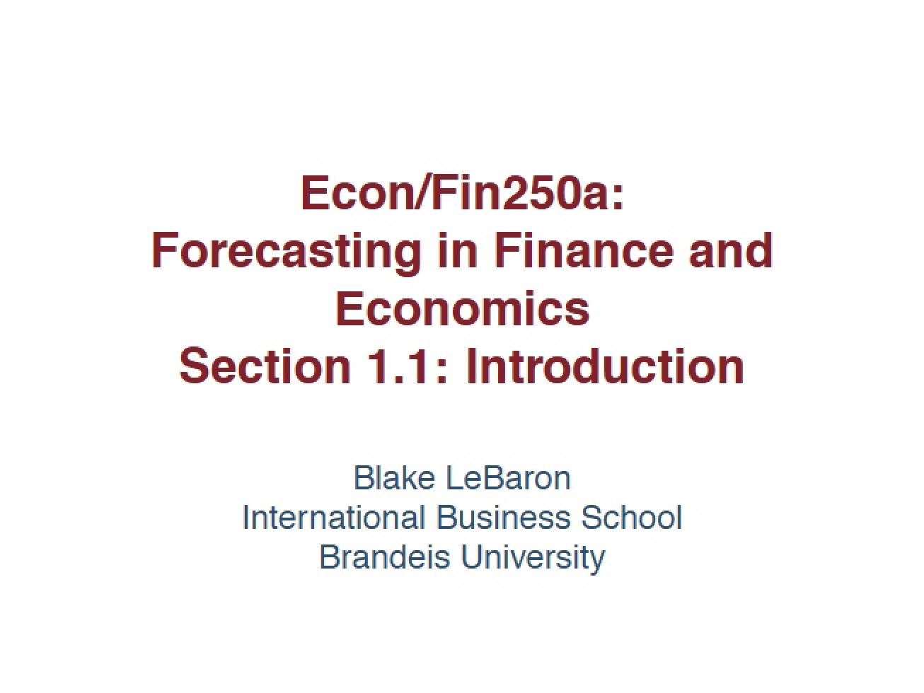 Introduction to Forecasting (Section 1.1)