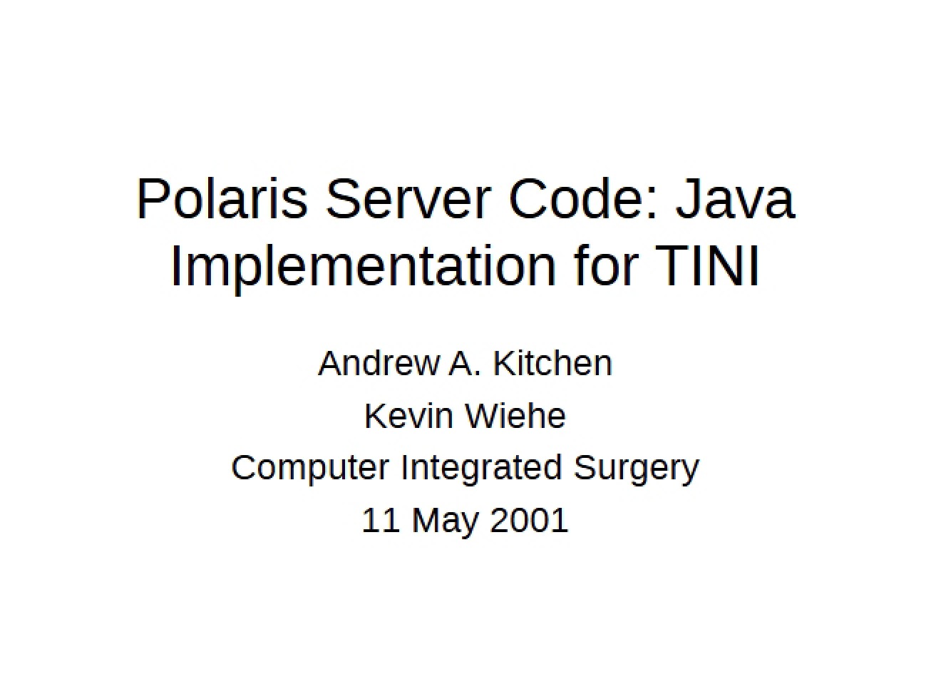 Java Implementation of Polaris Server Code