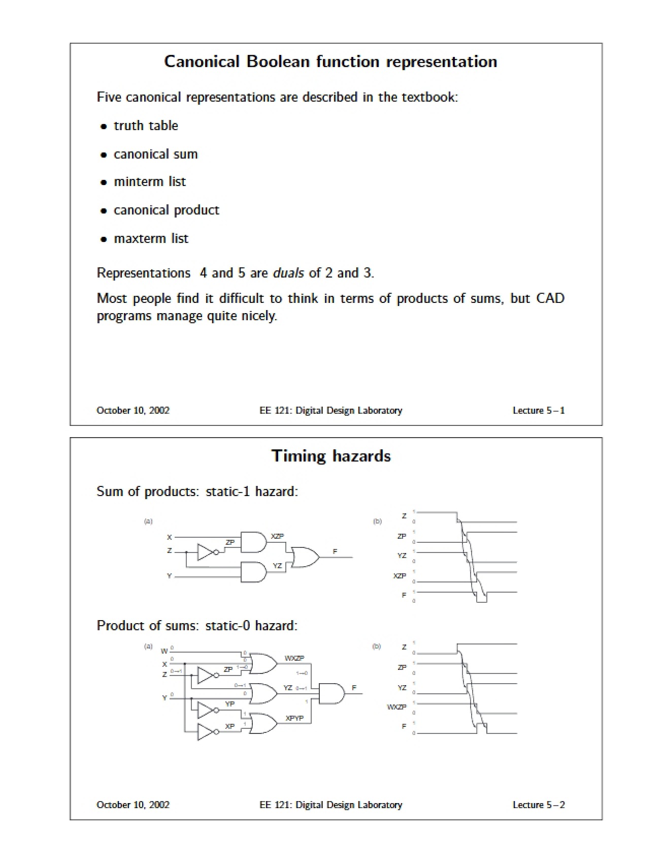 Lecture Notes for a Digital Design Laboratory