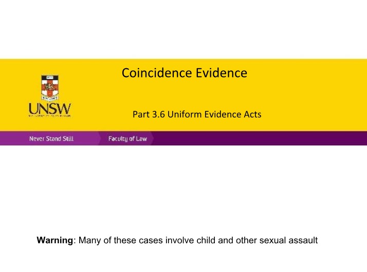 Slides on Coincidence Evidence
