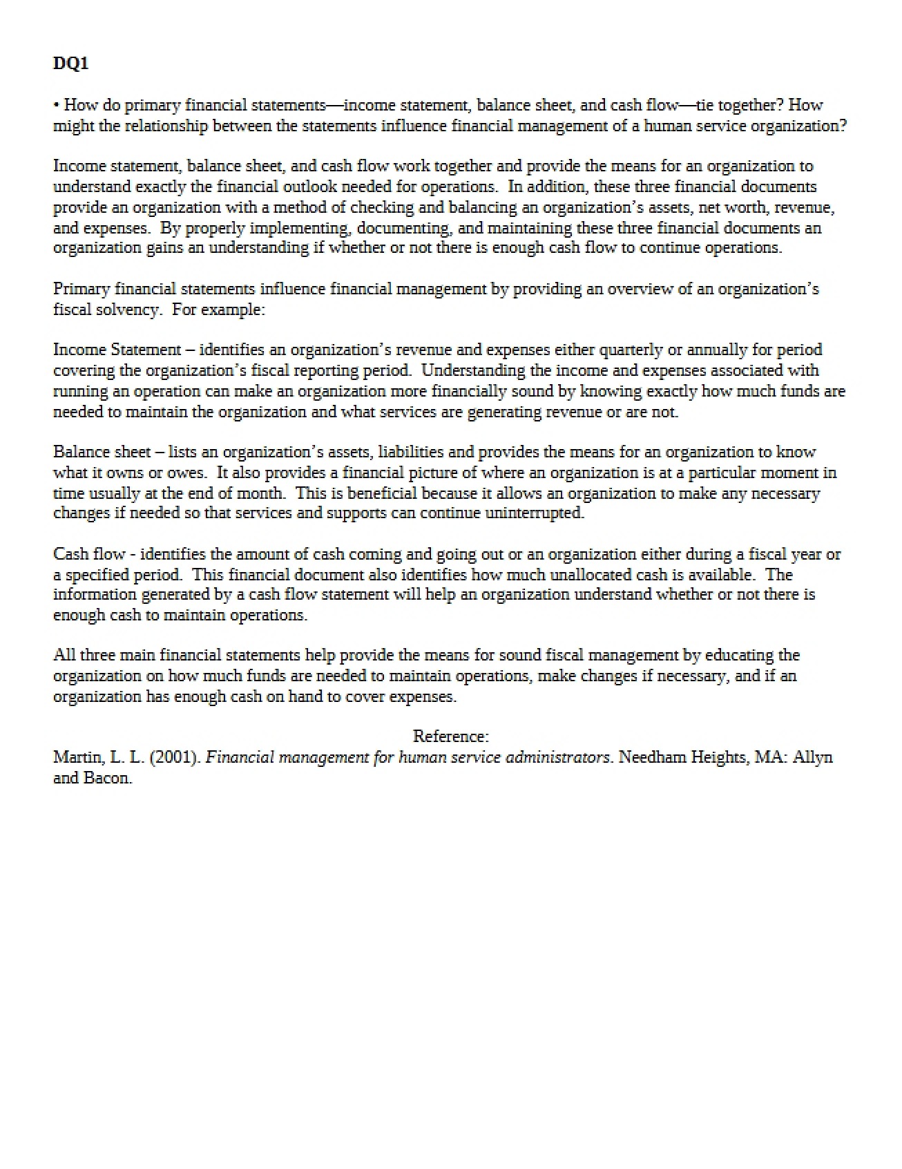 Financial Statements that are Primary