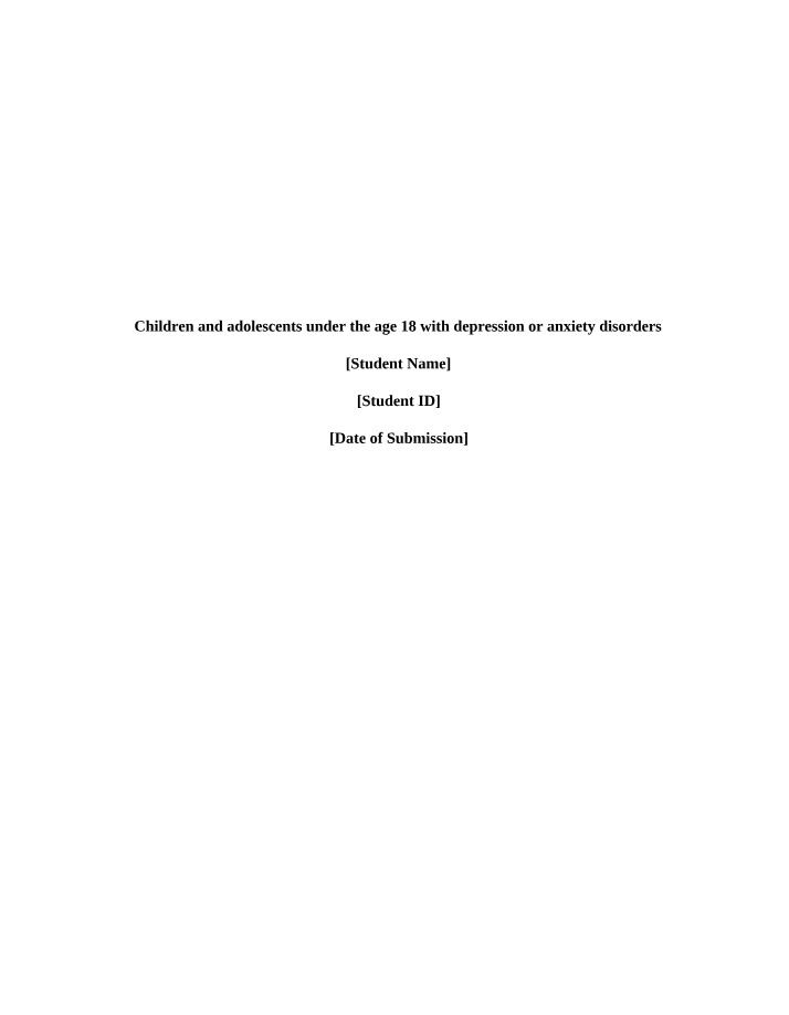 Anxiety and Depression Management in Children and Adolescents