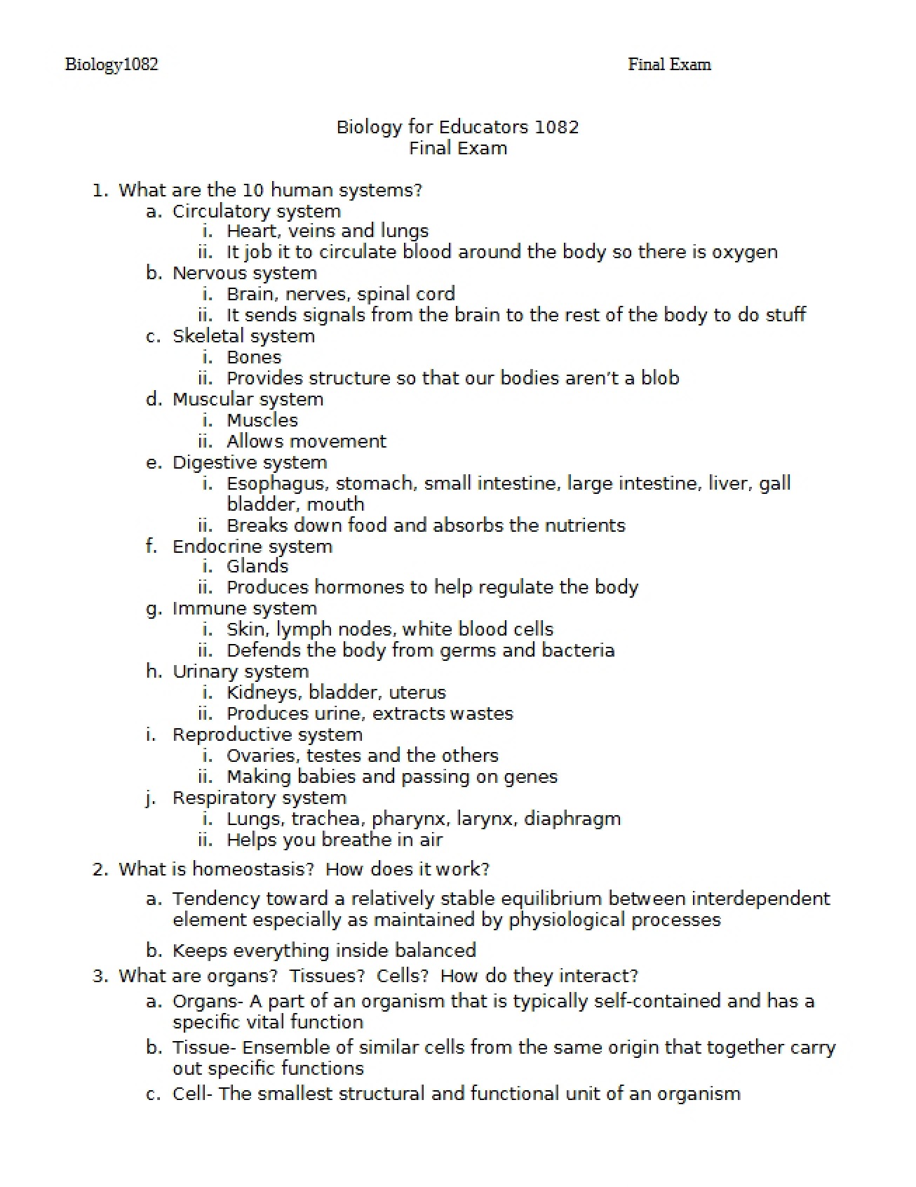 Educators Biology Final Exam