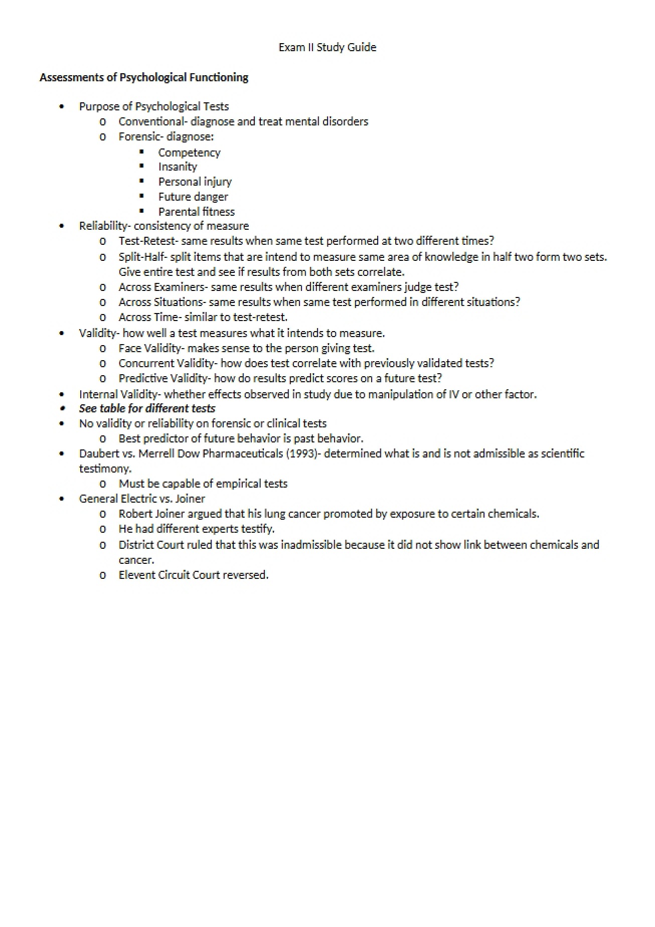Guide for Exam Two