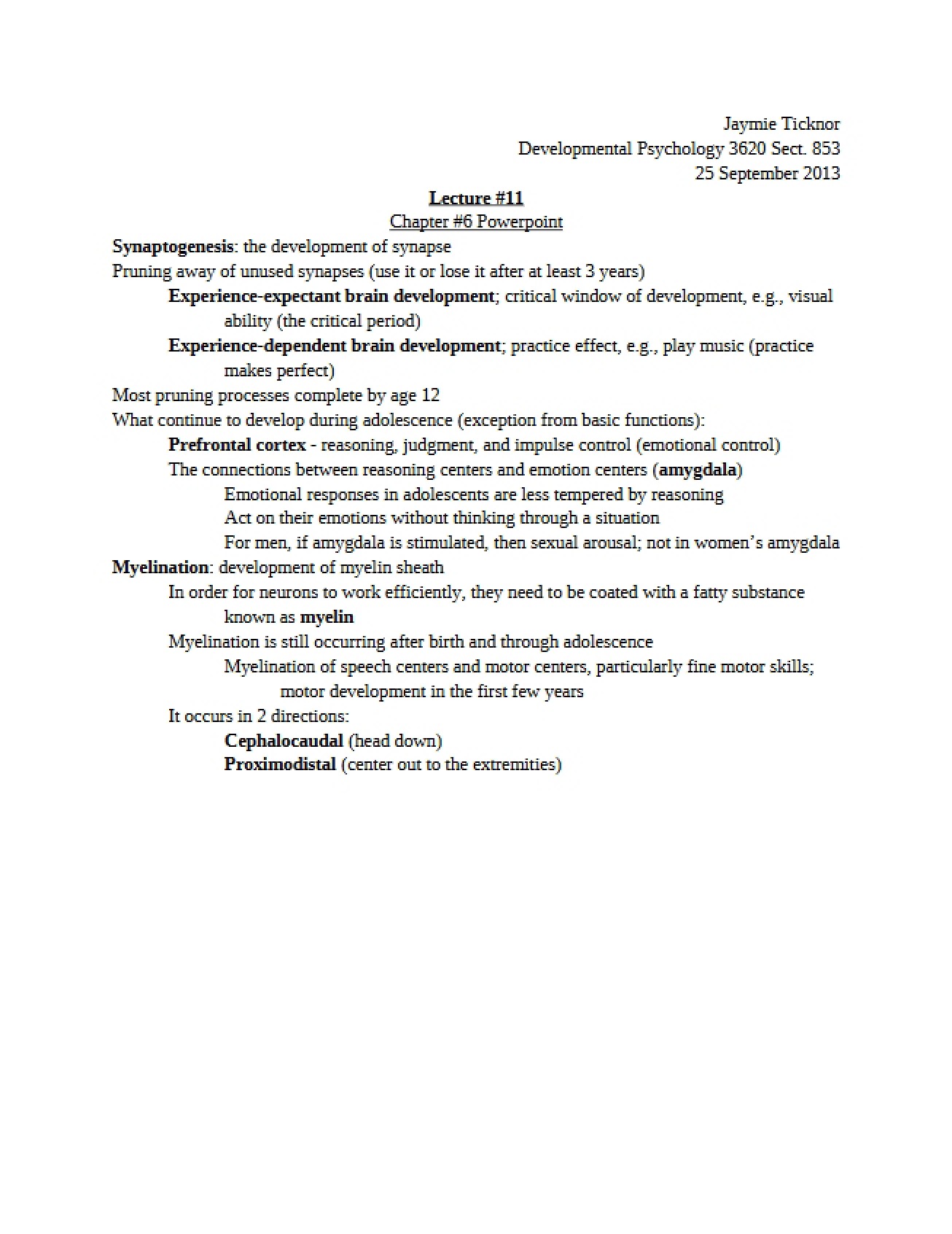 Eleventh Lecture Developmental Psy