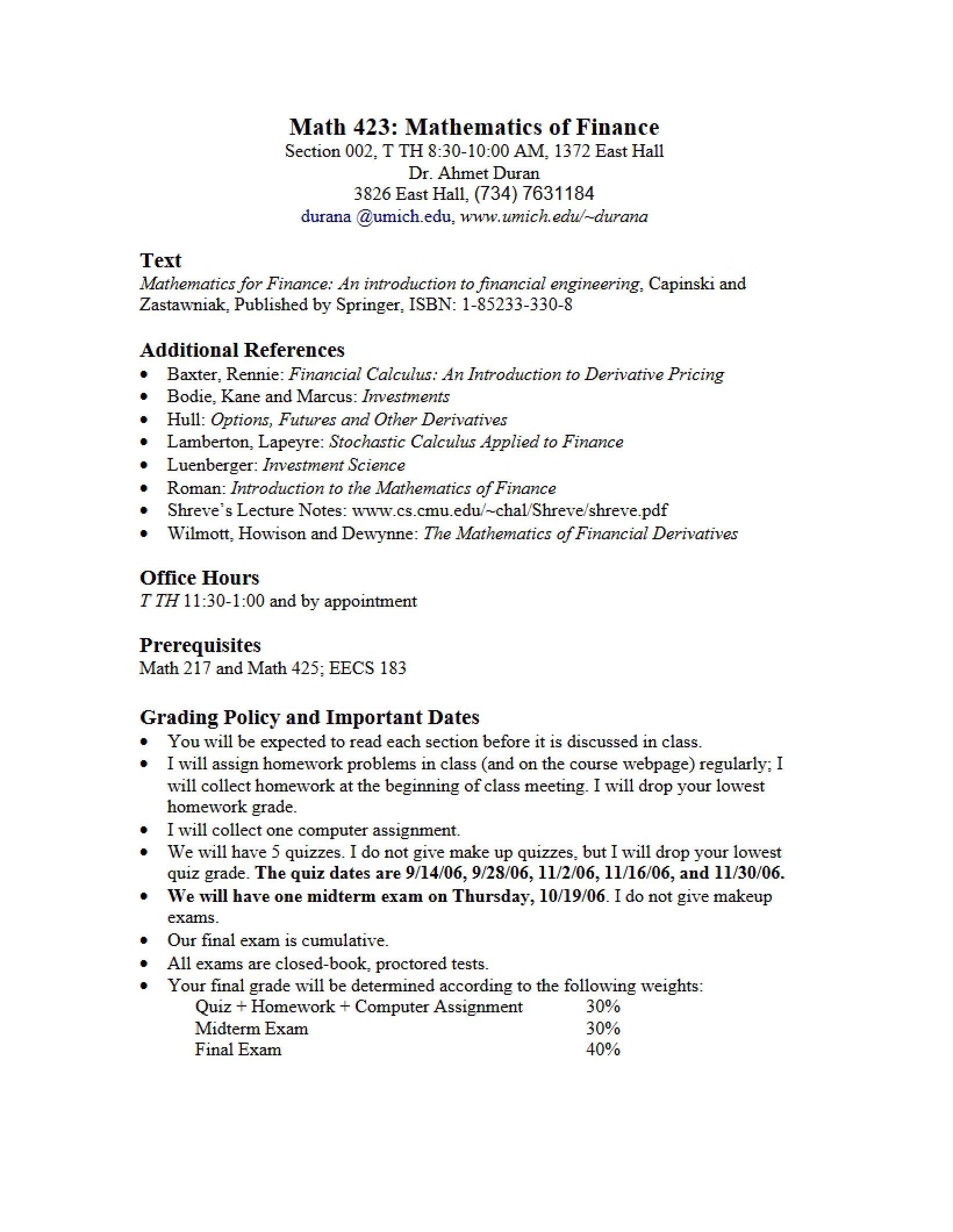 Finance Mathematics 1