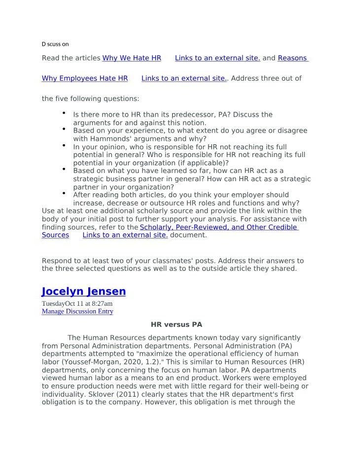 Examining the Roles and Potential of HR