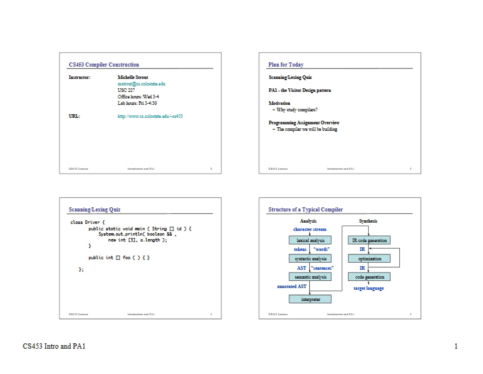 Compiler Construction Overview - Introduction to Compiler Construction