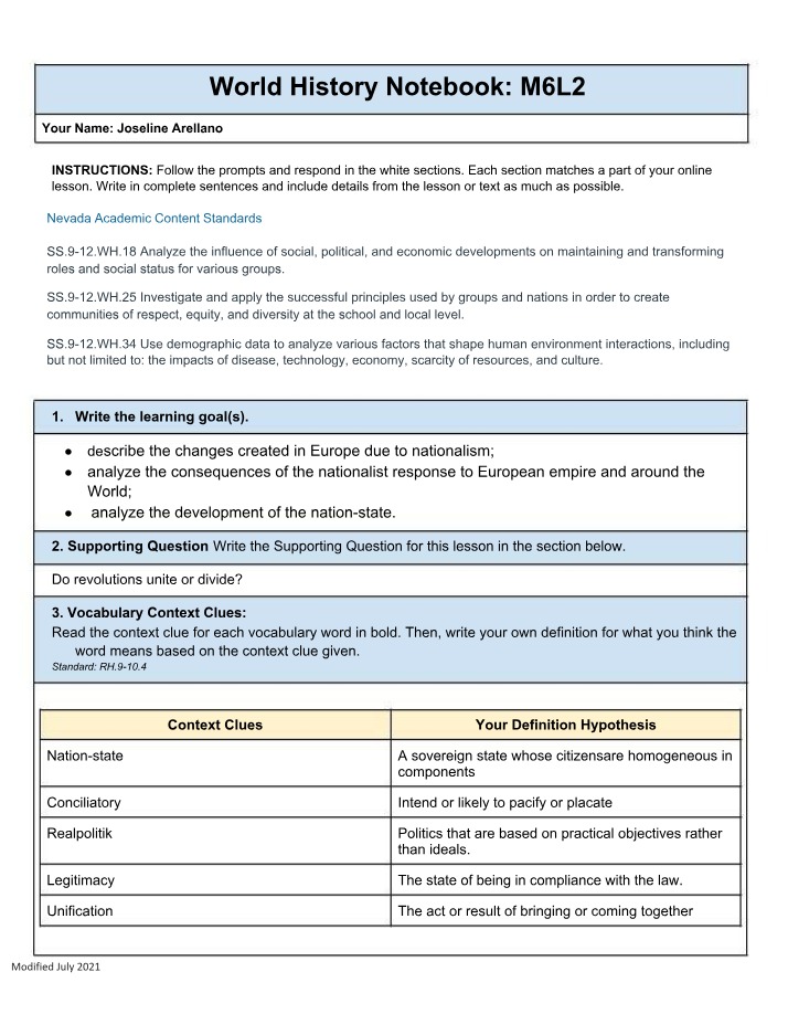M6L2 World History Notebook