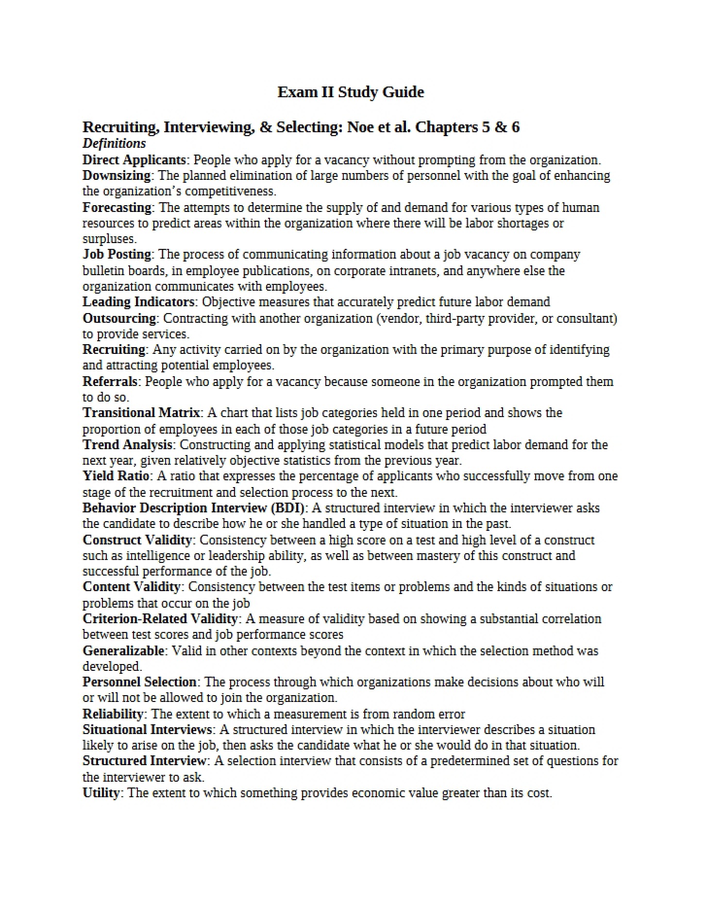 Guide for Exam II