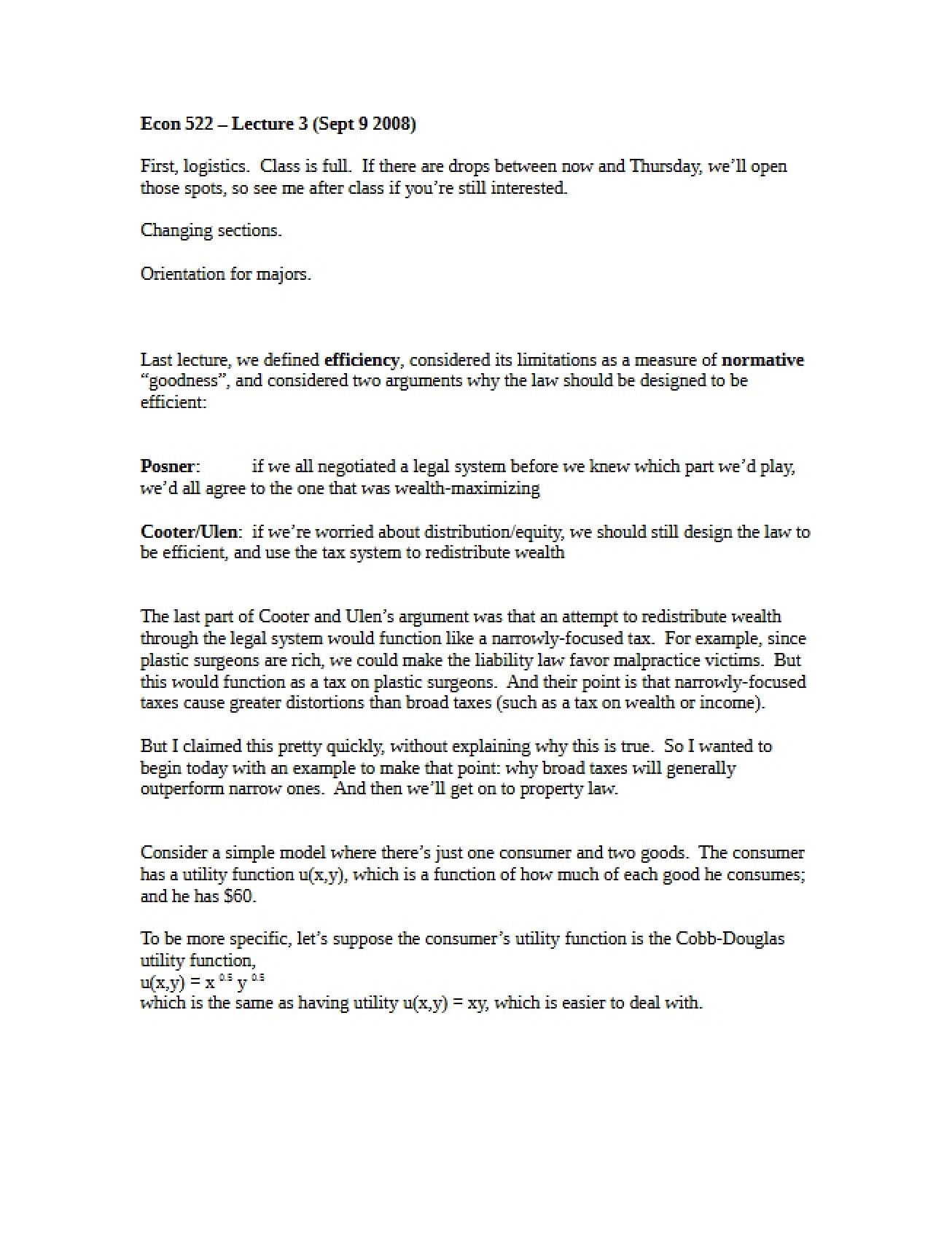 Econ 522 Course Notes