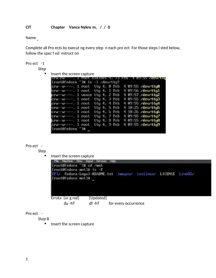 CIT 352 Project Steps and Screen Captures