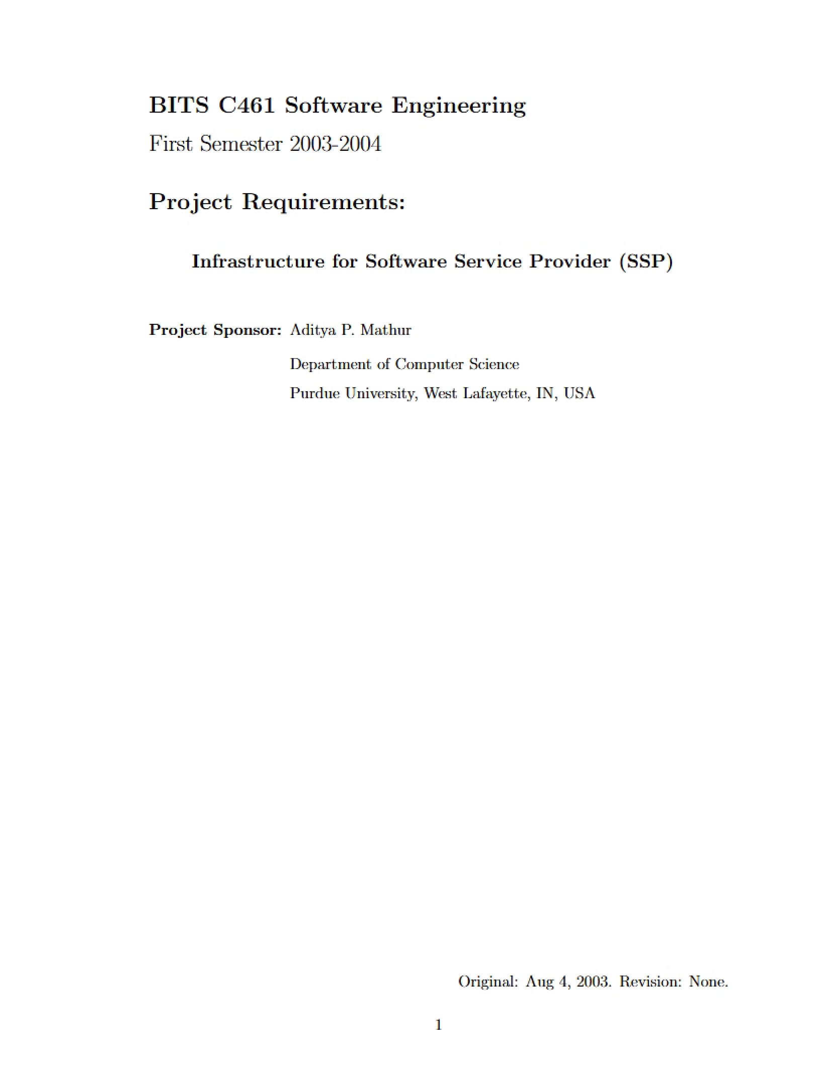 Requirements for Project