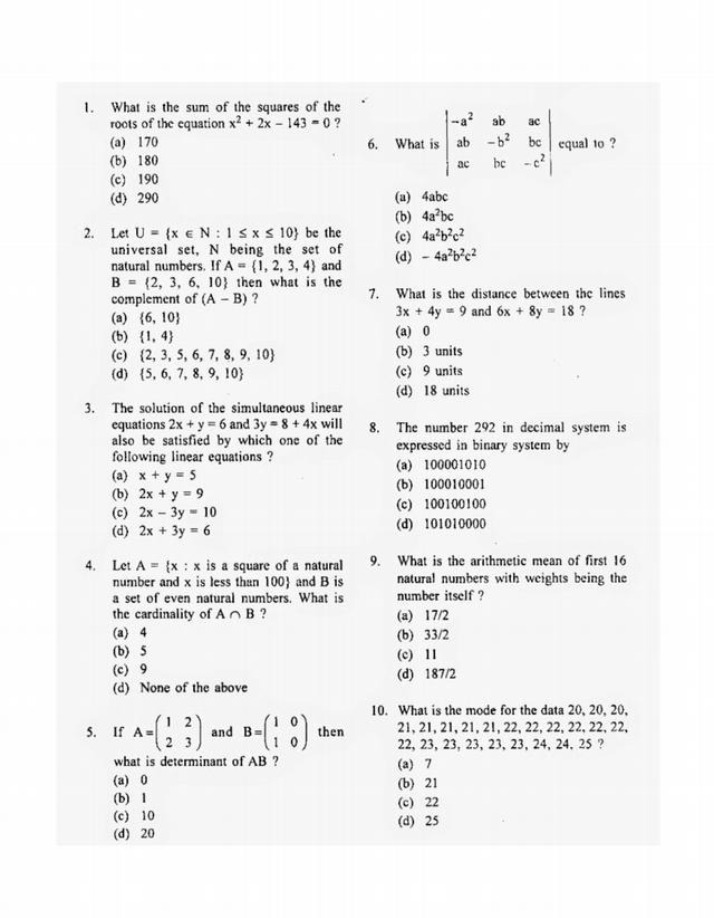 MATH 101 - Basic Math Questions 2