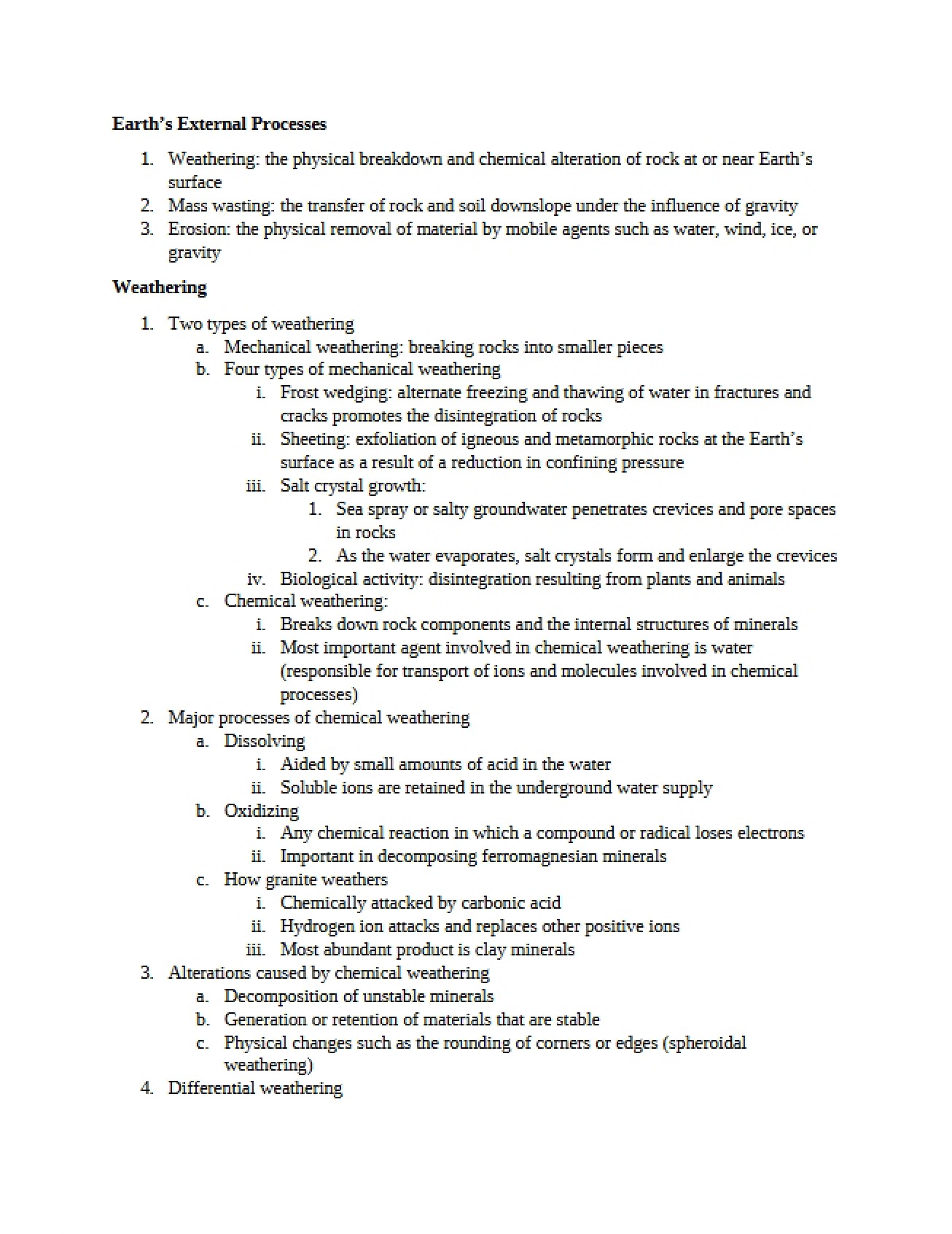 External Processes of the Earth