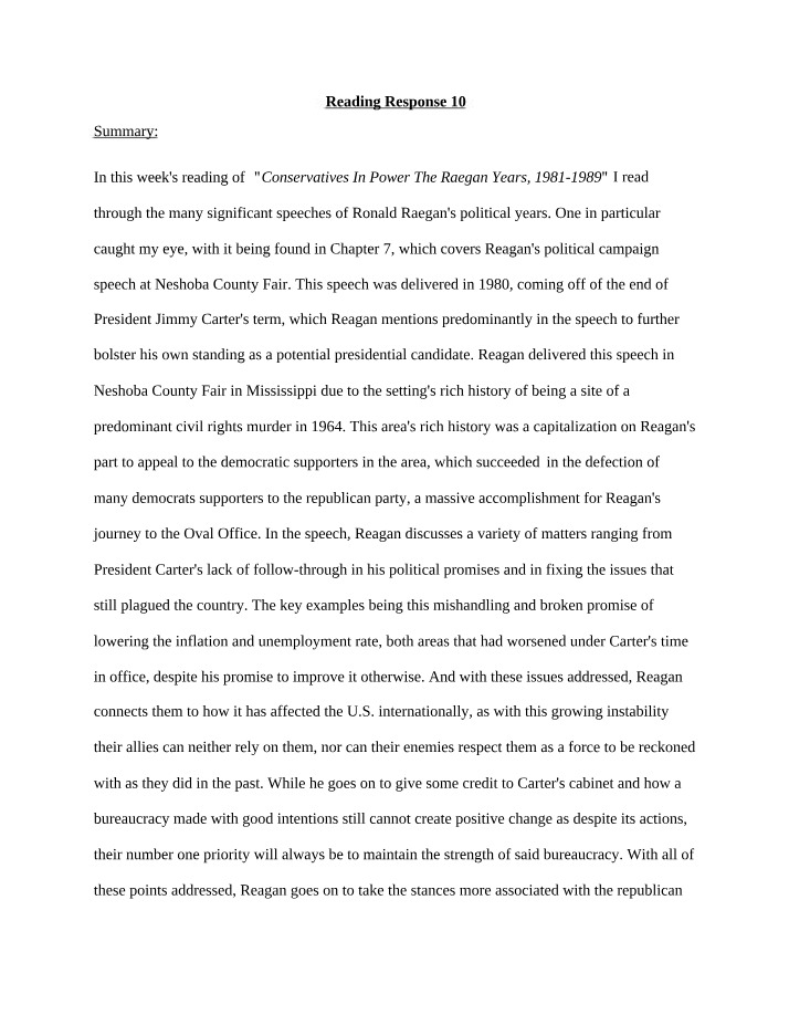 Reagan's Speech at the Neshoba County Fair