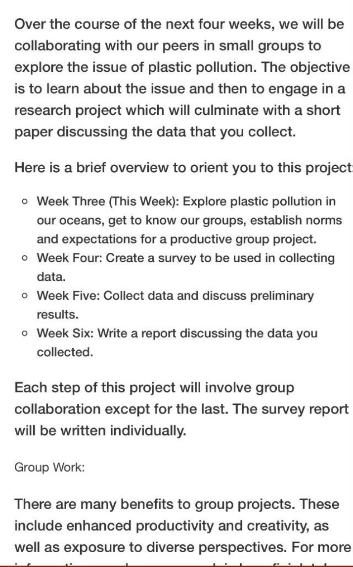 Research Project on Plastic Pollution in Oceans