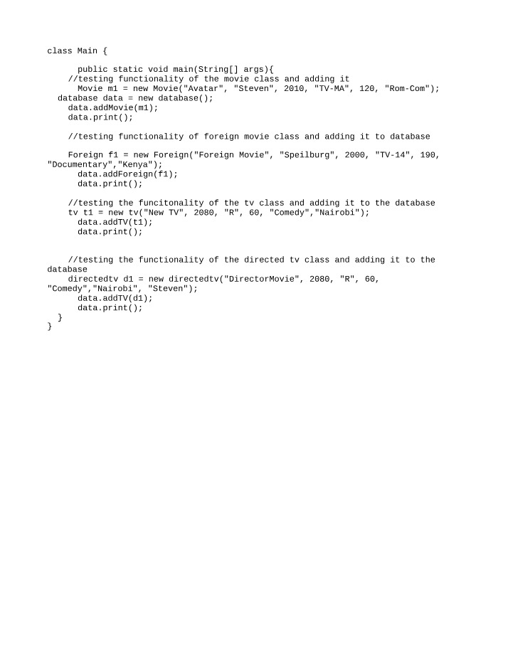 Testing Functionality - Movie, Foreign Movie, TV, and Directed TV