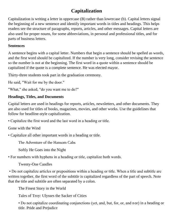 Capitalization Rules and Guidelines for Headings