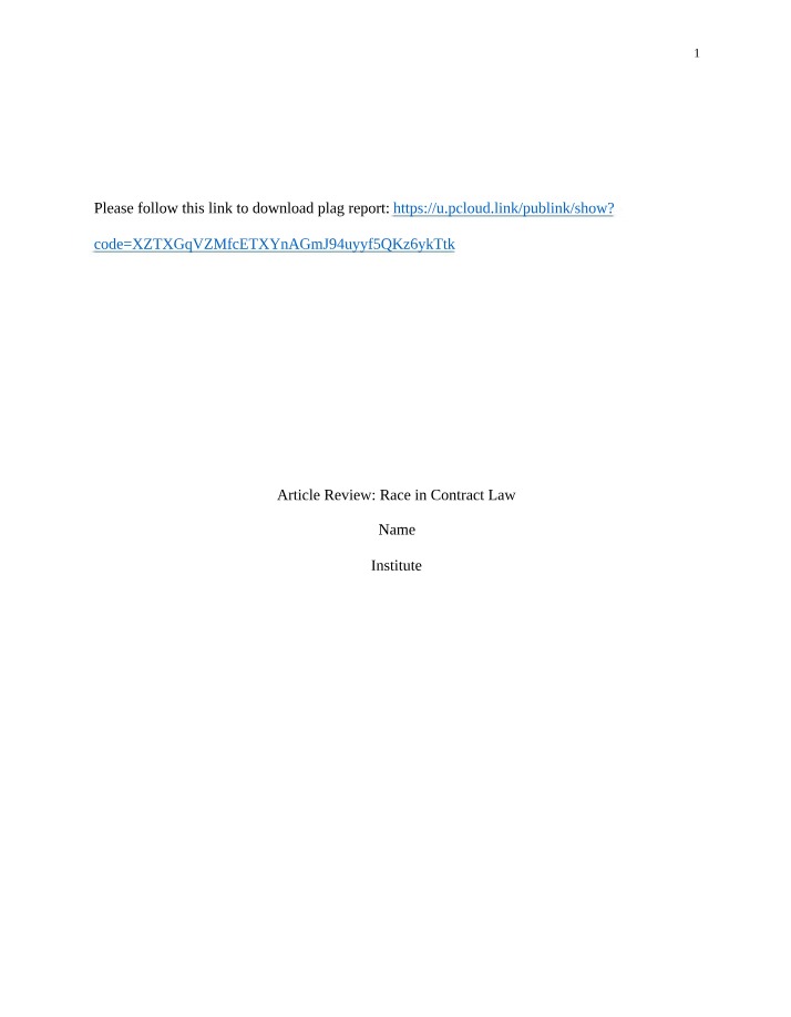 Impact of Race in Contract Law