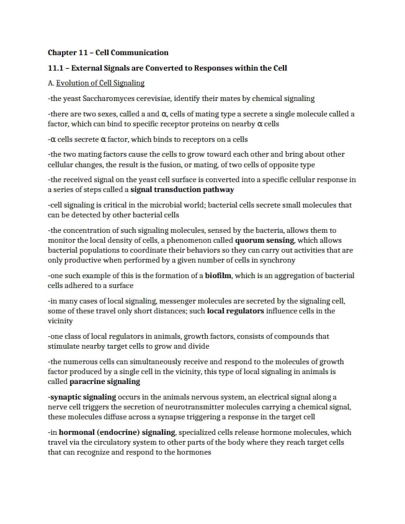 Eleventh Chapter An Introduction to Cell Communication