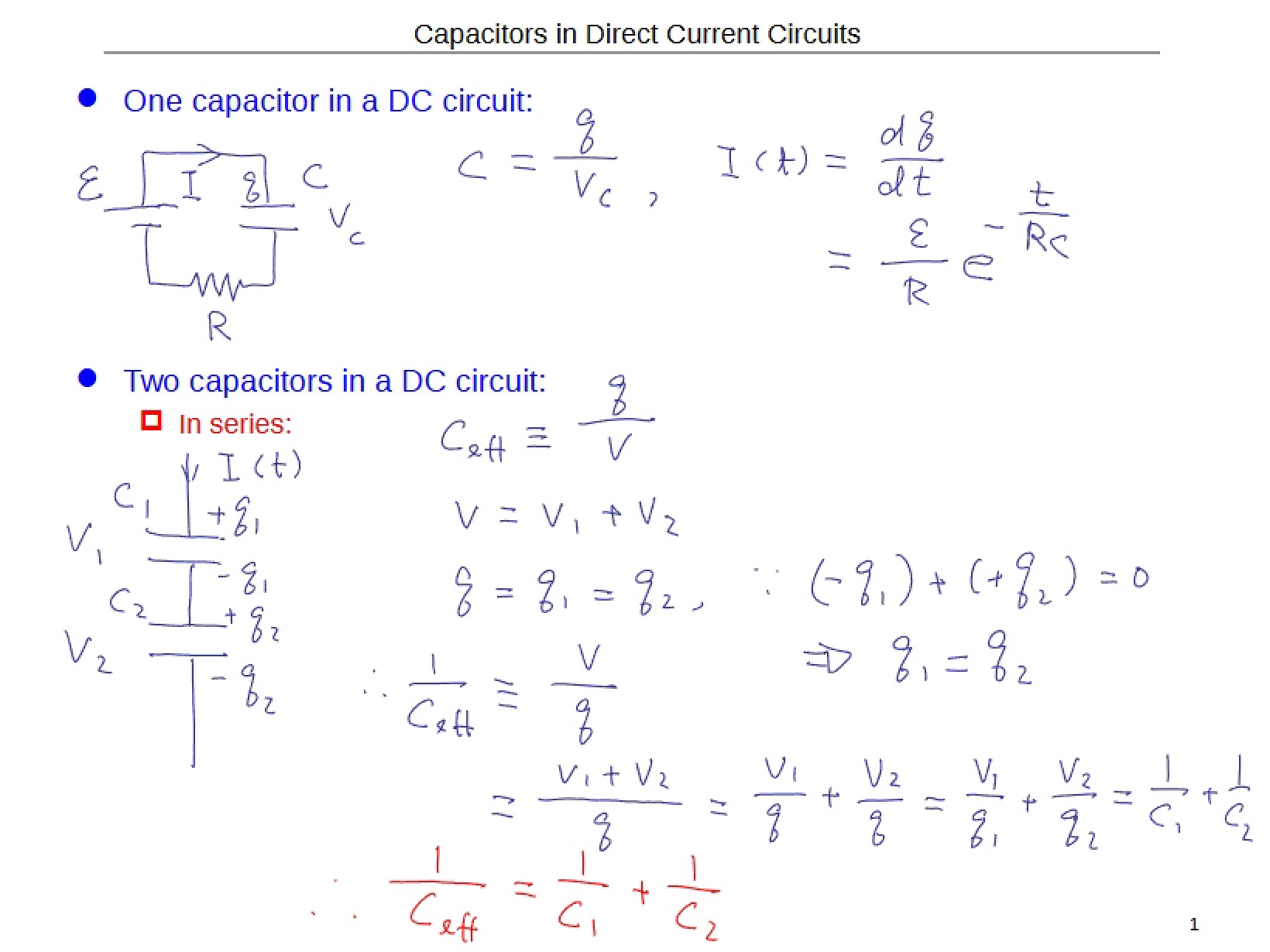 Capacitors in DC Circuits