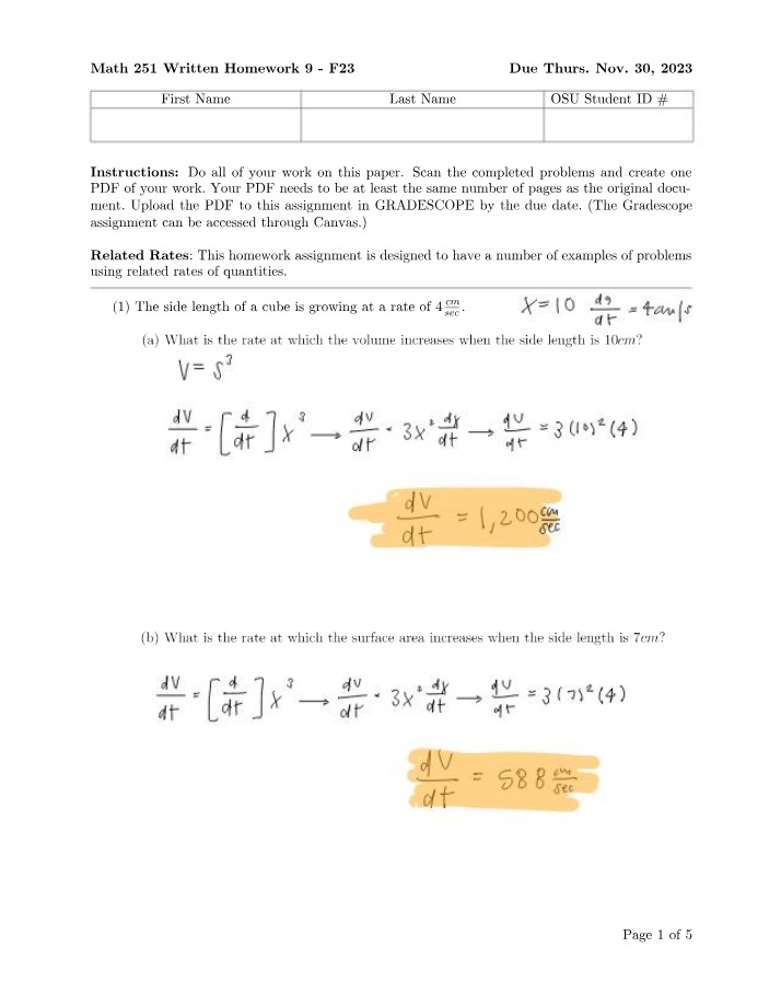 Math 251 Written Homework 9 - Fall 2023