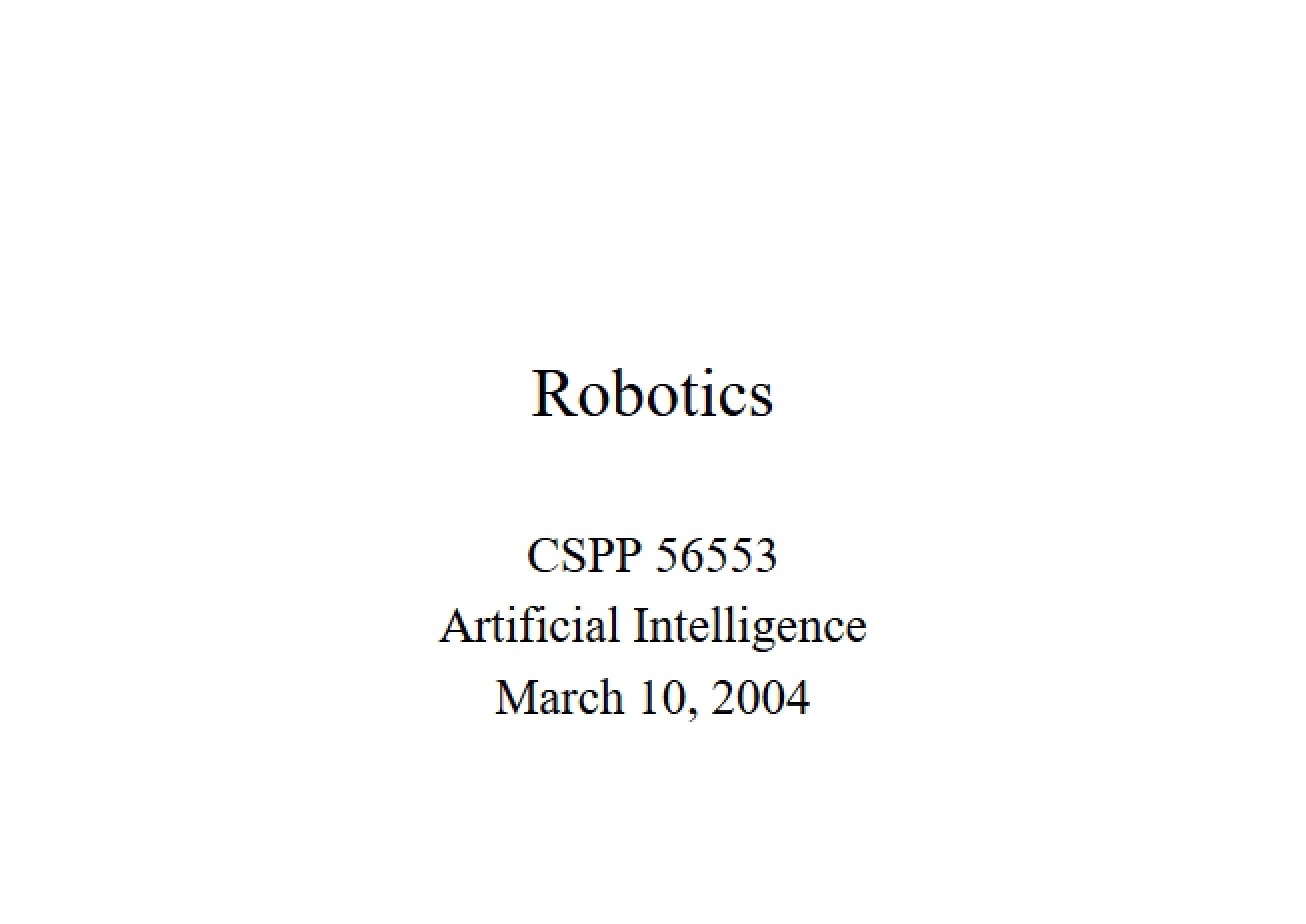 Introduction to Robotics