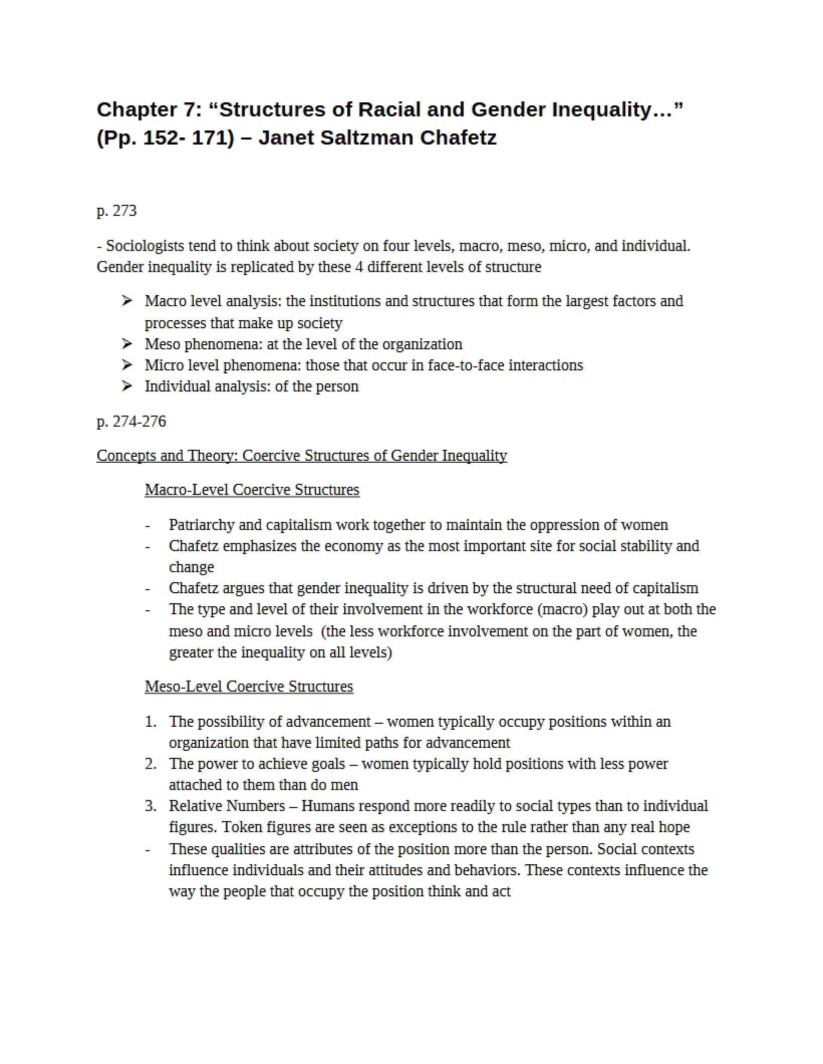 Gender and Racial Inequality Structures