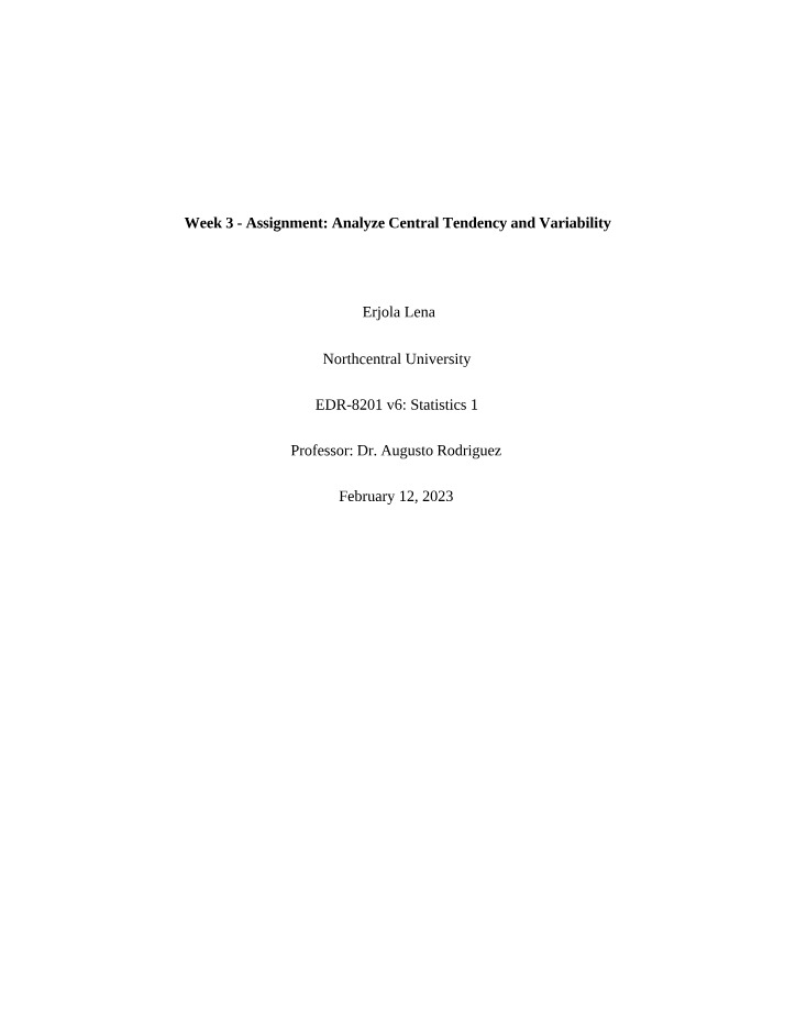 Central Tendency and Variability in Educational Data