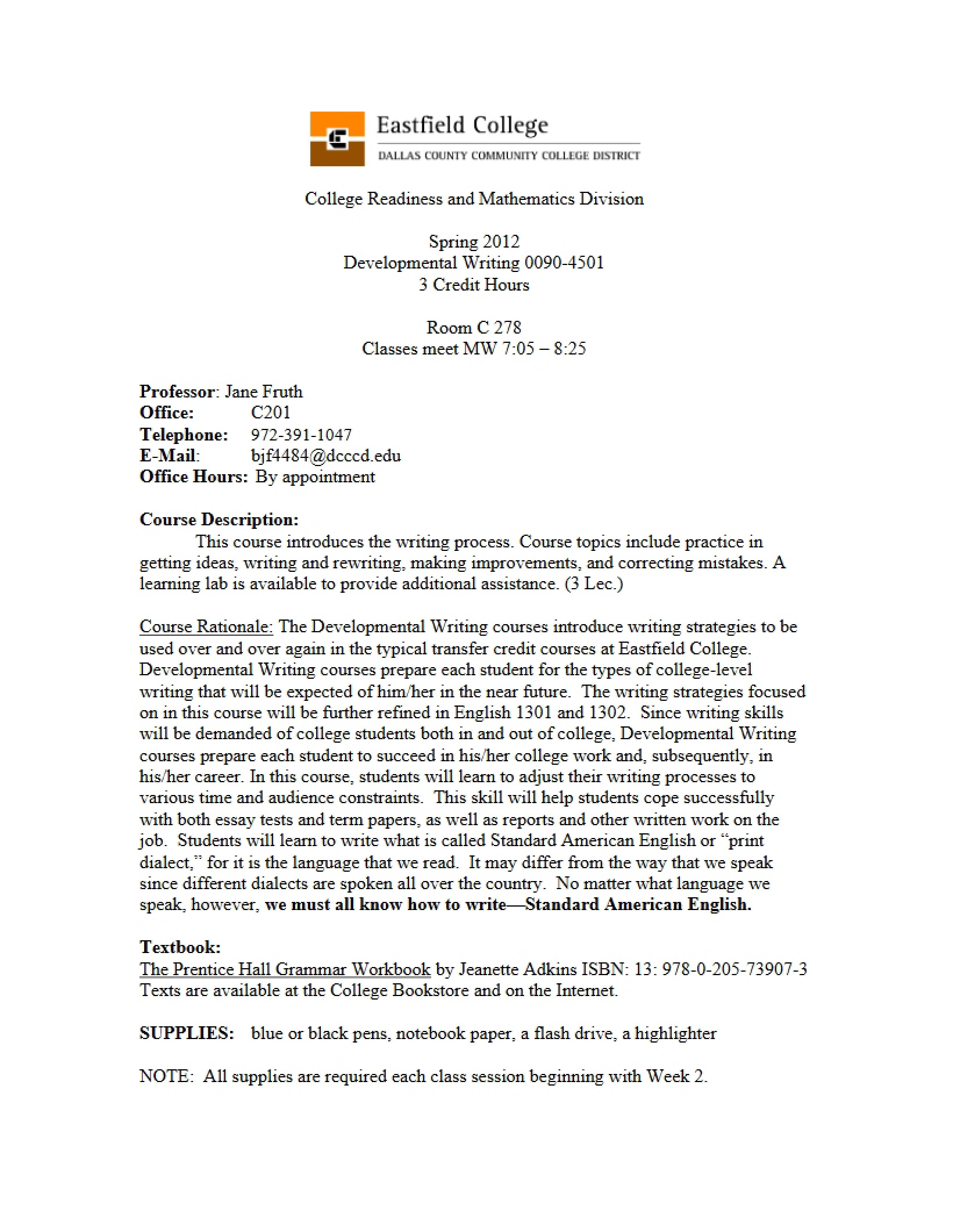 Syllabus - Dev Writing