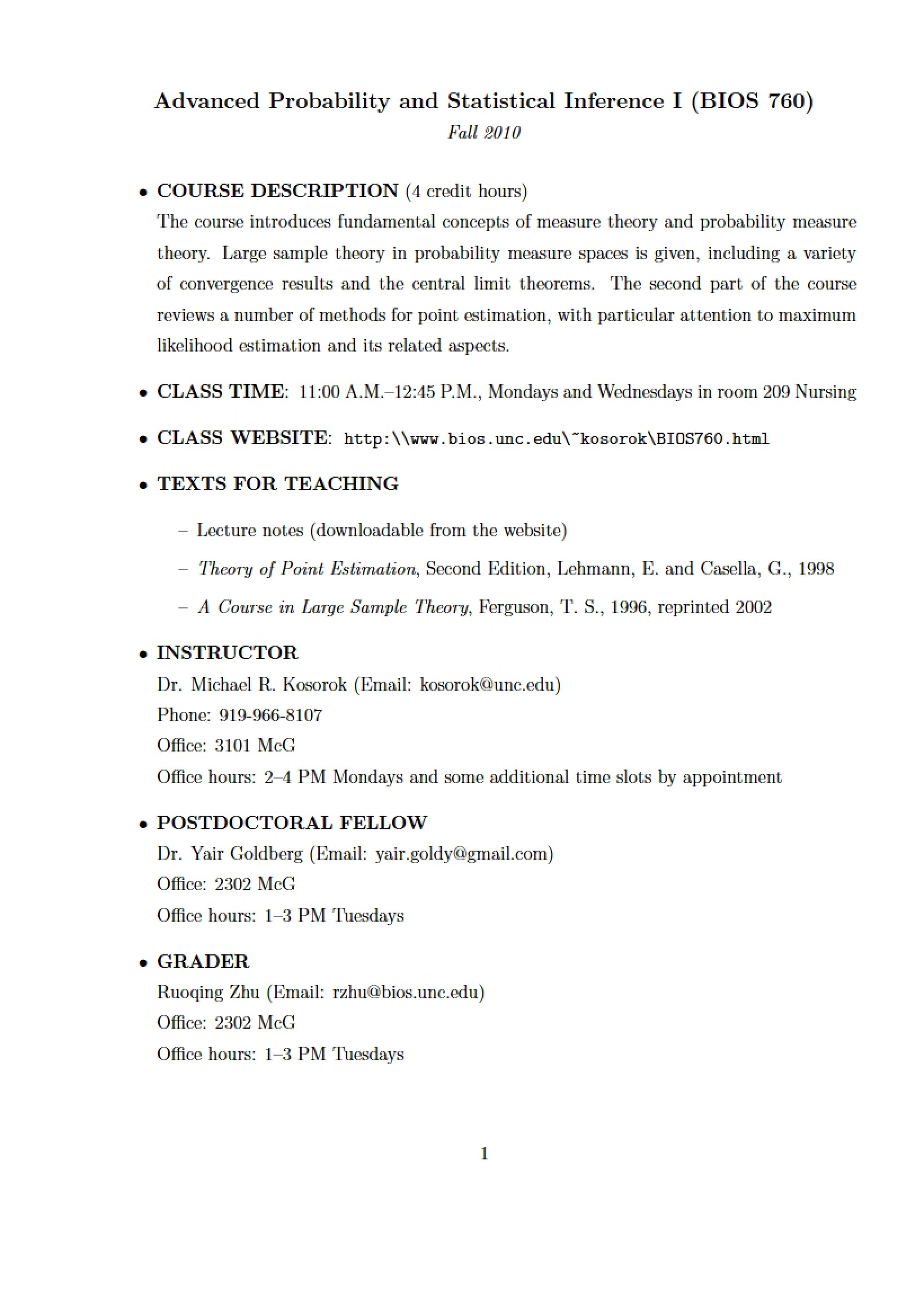 Syllabus and Schedule