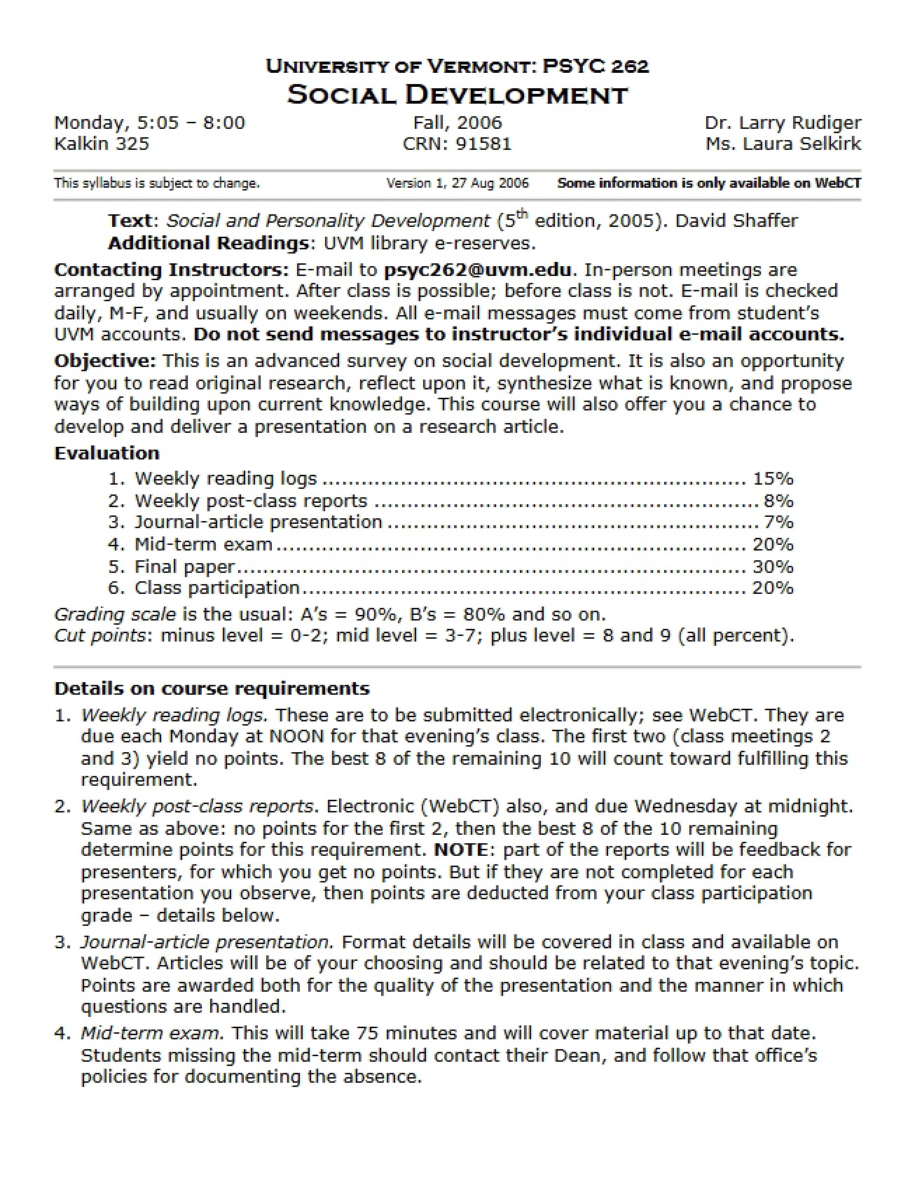 Syllabus Psychology of Social Development