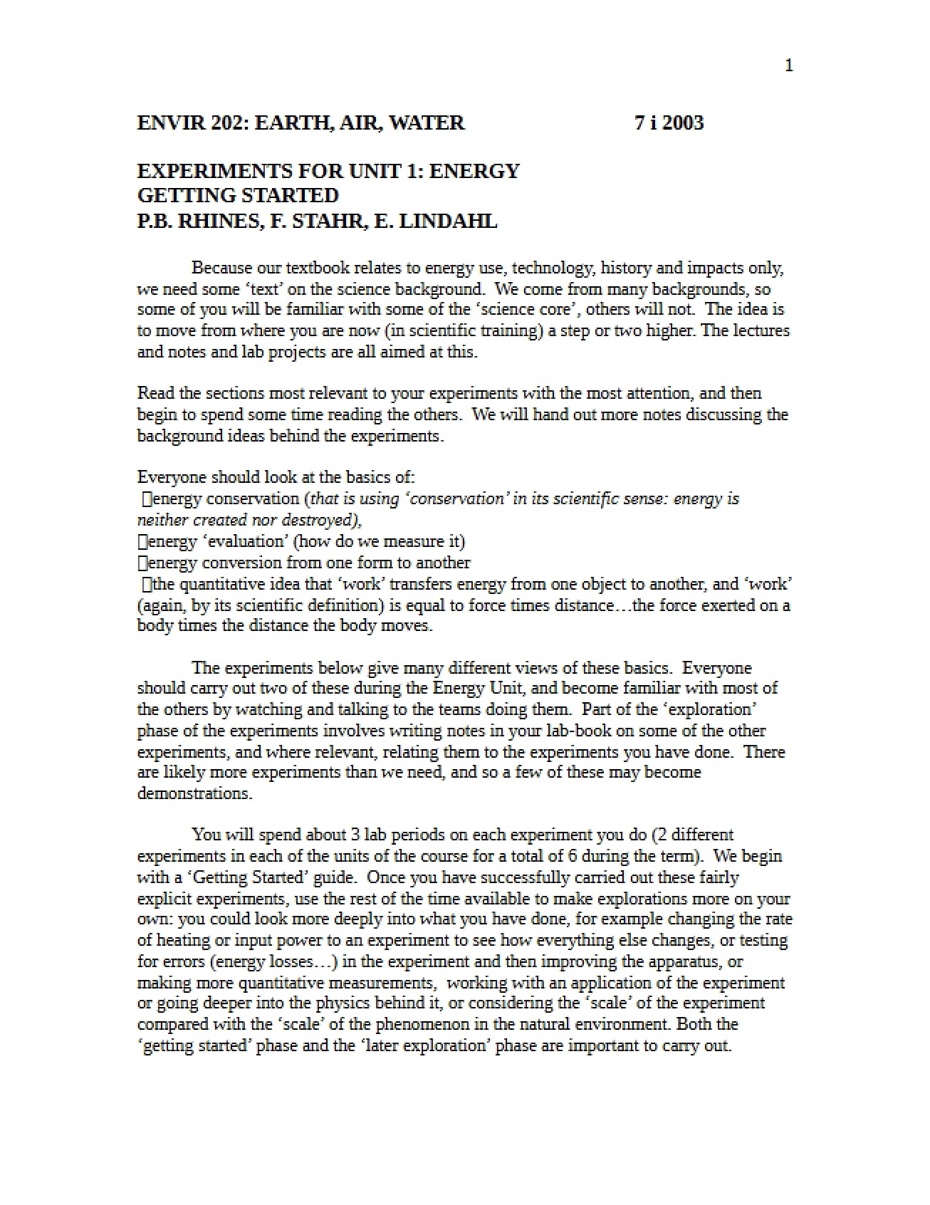 Notes for Study - ENVIR 202