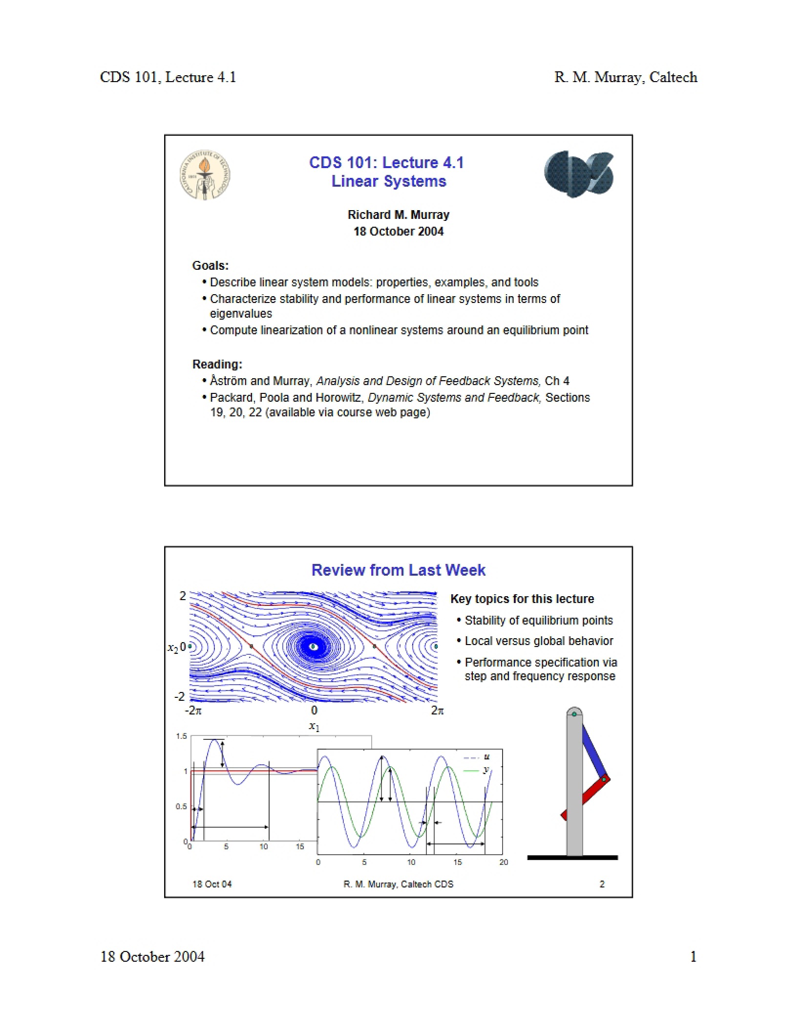 Lecture Notes for CDS 101