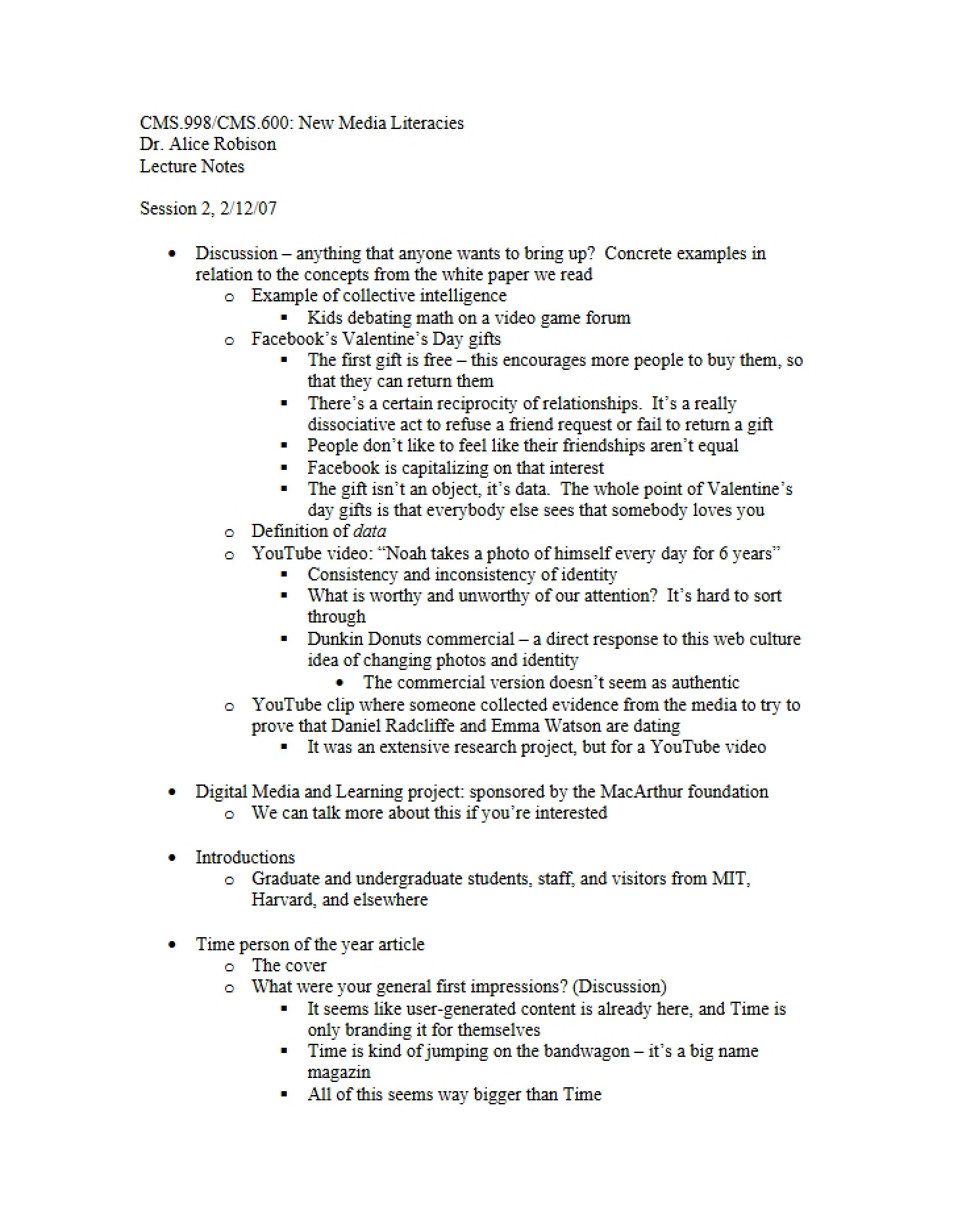 Materials for Lecture