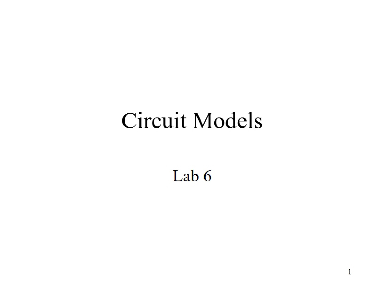 Models of Circuits