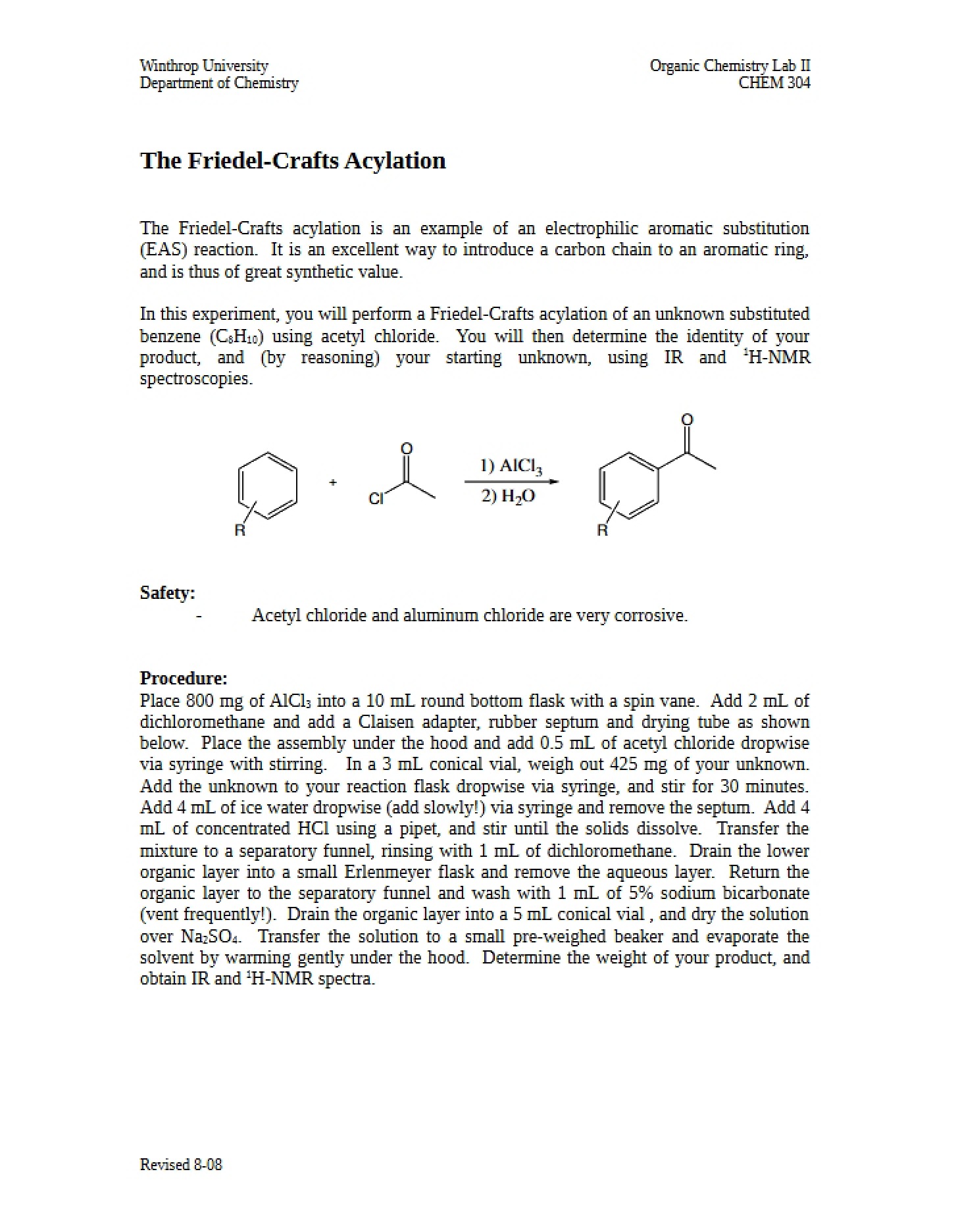 Acylation via Friedel-Crafts